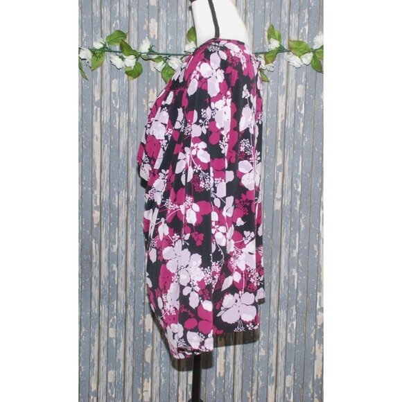 Covington Women's Floral Blouse Top Plus SZ 1X Scoop Neckline Faux Cami Stretch - Picture 4 of 7